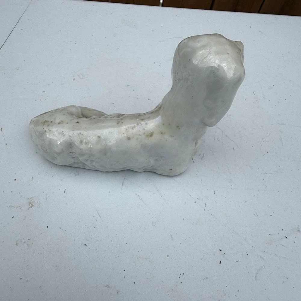 Vintage Porcelain Glazed White Dog‎ Made In Japan.